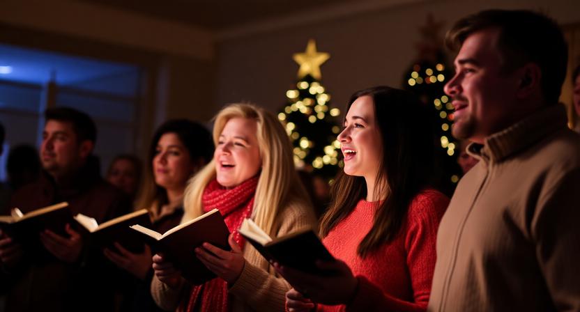 Family singing Christmas carols together